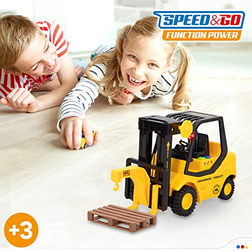 COLORBABY Speed & Go, Carretilla elevadora de juguete para niños, Vehículos construcción, coches de juguetes para niños, carretilla (46831)