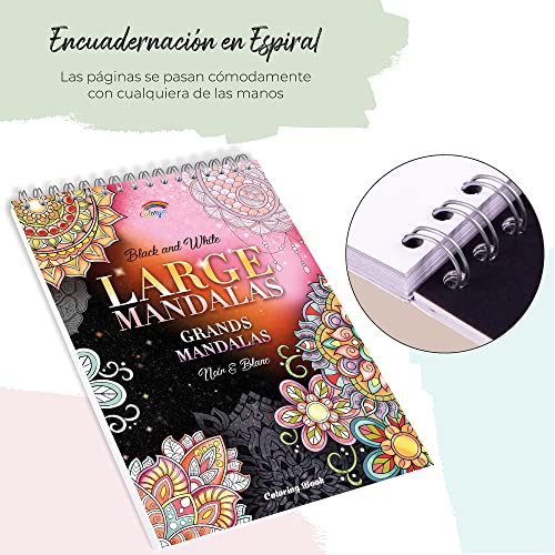 Colorya Libros para Colorear Mandalas para Adultos - A4 - Large Mandalas Libro para Pintar - Papel de Calidad, Impresión a una Cara, Encuadernación en Espiral - Pasatiempo Antiestrés para Adultos