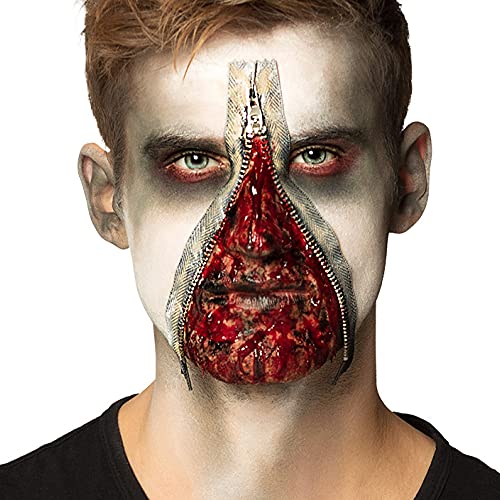 com-four® Set de Maquillaje Zombie - Set Tatuaje de Cremallera, Horror, Halloween, Carnaval, Fiesta temática (Vistoso)