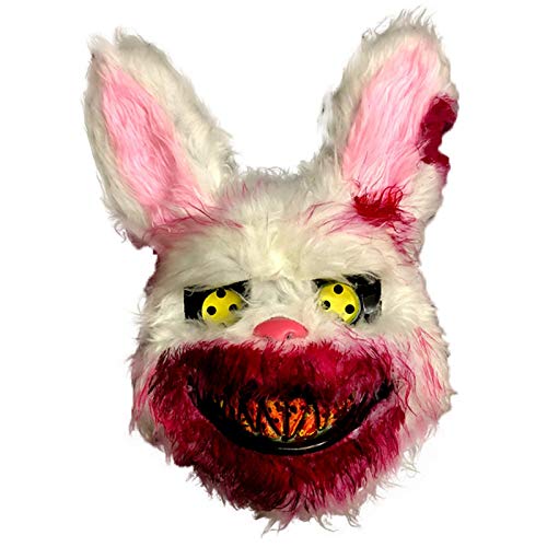 Conejo Felpa Sangrienta,Horror Conejo Halloween,Conejo Halloween,Conejo Sangriento Conejo Peluche Cosplay Máscara para Juegos Niños Adultos