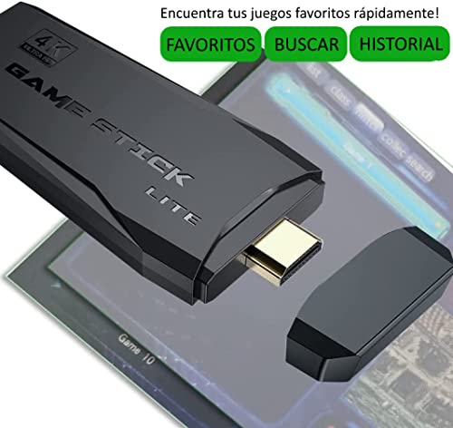 Consola 4K Conectable a la TV por HDMI con 10.000 Juegos Retro y Dos Mandos Inalámbricos a 2.4GHz. Pilas Incluidas. Manual y Consola Configurada en Español y 100% Probada!