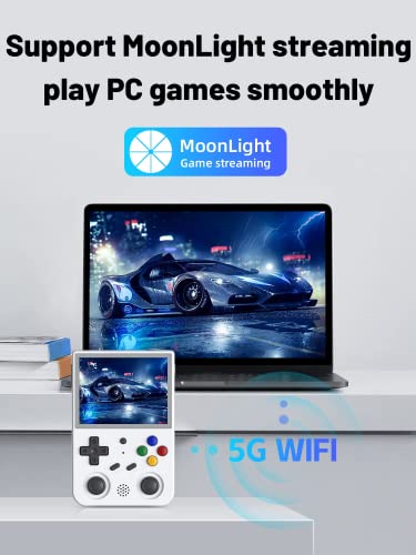 Consola de juegos de mano RG353V con sistema operativo dual Android 11 y Linux, compatible con 5G WiFi 4.2 Bluetooth Moonlight Streaming salida HDMI, tarjeta SD incorporada 64G 15000 juegos