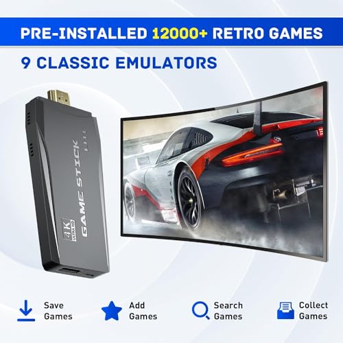 Consola de Juegos Retro Clásica con Salida HDMI Inalámbrica, Sistema Incorporado con 22,000+ Videojuegos Clásicos Portátiles, Controladores Inalámbricos 2.4G, 9 Consolas Emuladoras.
