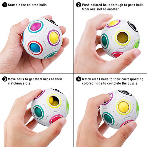 Coolzon Magic Rainbow Ball 3D Puzzle Cube, 2 Pack Bola mágica del Arco Iris Regalo de Juguete Educativo para Niños, Blanco + Blanco