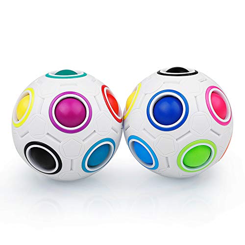 Coolzon Magic Rainbow Ball 3D Puzzle Cube, 2 Pack Bola mágica del Arco Iris Regalo de Juguete Educativo para Niños, Blanco + Blanco