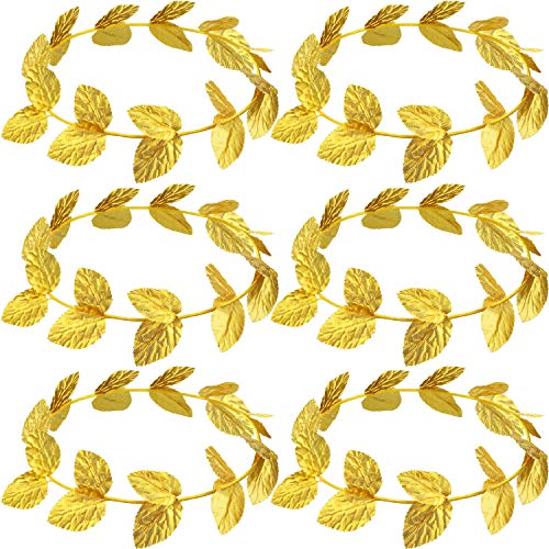 Corona de Cabeza Romana Tocado de Corona de Oro Toga de Hoja Romana (6 Piezas, Tejido de Punto)