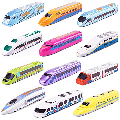 CORPER TOYS Tren bala de juguete de alta velocidad City Train Locomotoras modernas para niños pequeños, paquete de 12