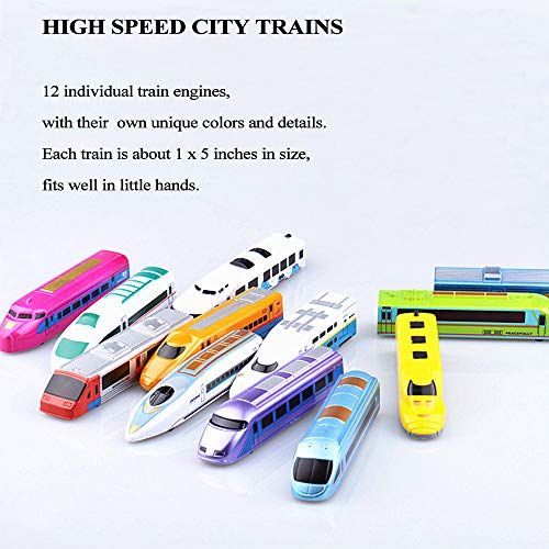 CORPER TOYS Tren bala de juguete de alta velocidad City Train Locomotoras modernas para niños pequeños, paquete de 12