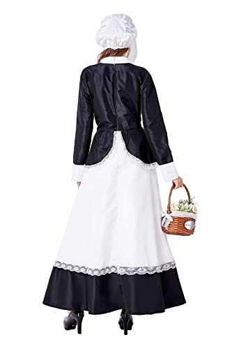 COSDREAMER Disfraz de pionera para mujer, vestido colonial, vestido medieval, disfraz de pradera pastoral de guerra civil (XL)