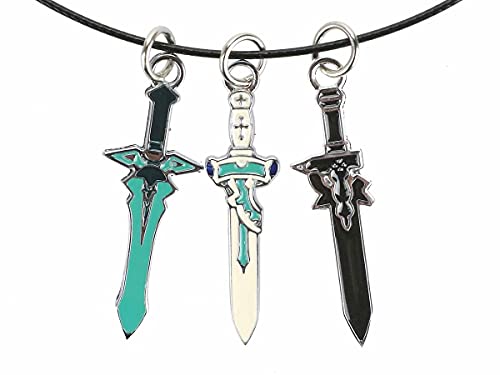 CosplayStudio Sword Art Online - Collar con 3 colgantes de espada, color oscuro