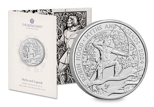 CrawleyCoins Robin Hood 2024 – Mitos y leyendas £5 moneda brillante sin circular en paquete sellado de menta