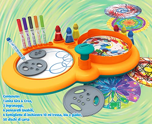 CRAYOLA - Súper Set Gira y Crea Deluxe, para Crear Mandalas y Espirales con Rotuladores, Actividad Creativa para Niños, a Partir de 6 años, 74-7499,