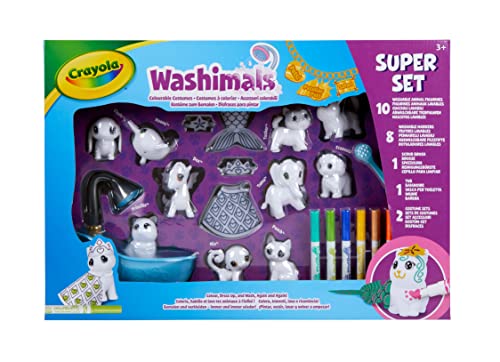 CRAYOLA- Washimals - Súper set 10 mascotas y 2 disfraces - juego y regalo para niños a partir de 3 años, Multicolor (Juguetes Pastor, S.L. 74-7461)