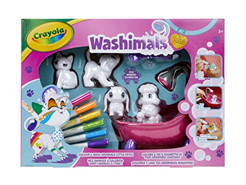 CRAYOLA Washimals - Washimals Bañera y 4 Mascotas, a Partir de 3 años, Kit Actividades para Colorear y bañar a los Cachorros, Juego y Regalo para niños