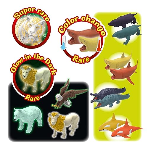CRAZE Pack de 12 Stretchy Animals Big Predators - Figuras de Animales con Piel elástica, Relleno Especial, Efectos Especiales y Cartas para Jugar Hay 16 Modelos para Coleccionar