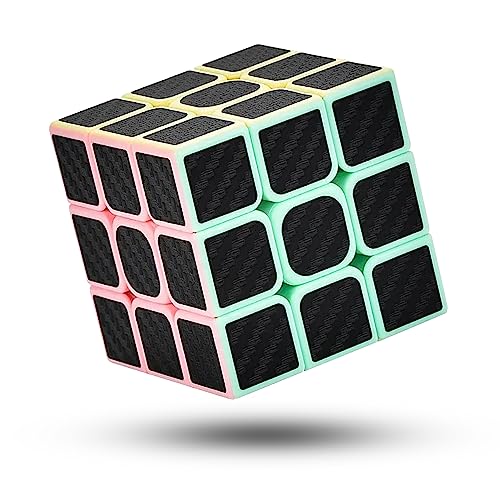 CREADY® Cubo Mágico 3x3 Velocidad, Puzzle De Gran Resistencia, Speed Cube Rompecabezas Educativo para Niños Y Adultos, Tensión Ajustable, Adhesivos De Fibra De Carbono, 5.5 cm, Oscuro Claro