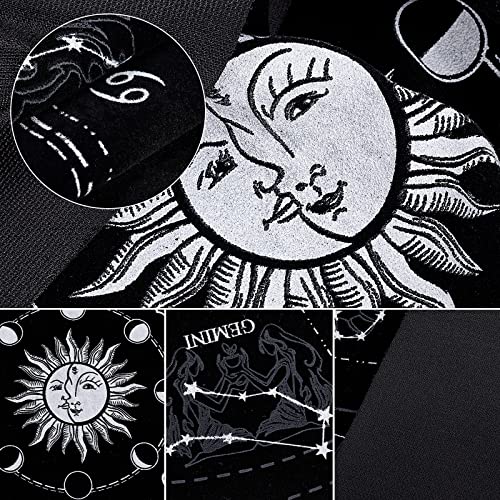 CREATCABIN Tela de Altar Fases de la Luna Sol Celestial Constelación Tarot Deck Tapiz Espiritual Mantel Tela Sagrada Astrología con Tarot Card Bag para Adivinación Brujería Pagan