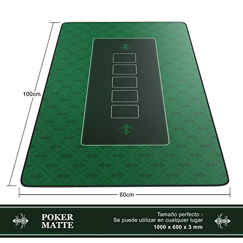 CSL-Computer tapete de Póker 100 x 60 cm - Profesional - Tamaño XXL - Parte inferior revestida de goma para un agarre estable - Lavable – Diseño de póker - Color verde