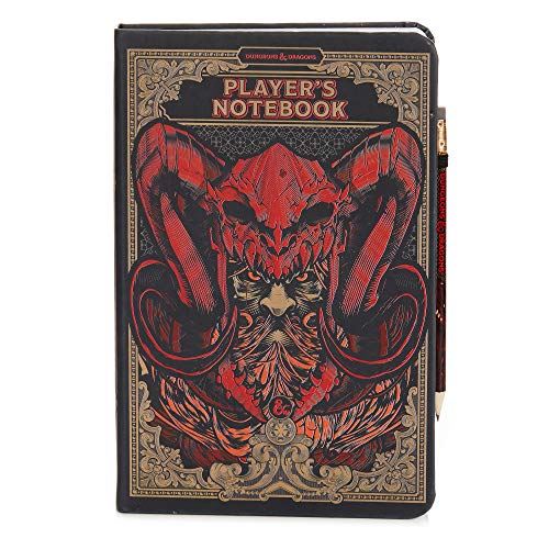 Cuaderno de jugador de Dungeons and Dragons con lápiz, páginas a rayas y cuadrículas, con licencia oficial de Wizards of The Coast Merchandise