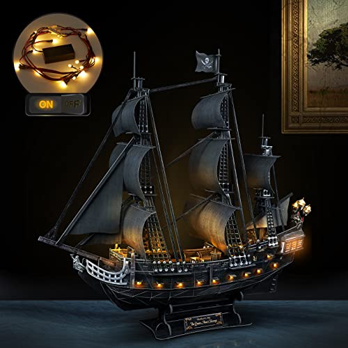 CubicFun Piezas de repuesto para rompecabezas 3D de barco pirata L520h – Luces de venganza de Queen Anne y caja de batería (solo apto para modelo de barco L520h)