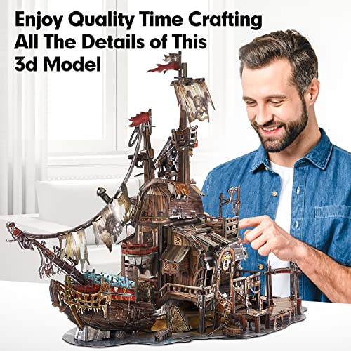 CubicFun Puzzle 3D Bahía Tortuga Pirata - Barco de Pirata Naufragio Pirata Kits de Modelos, 218 Piezas