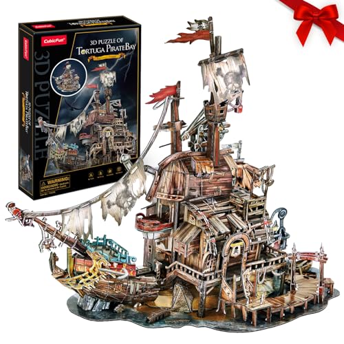 CubicFun Puzzle 3D Bahía Tortuga Pirata - Barco de Pirata Naufragio Pirata Kits de Modelos, 218 Piezas