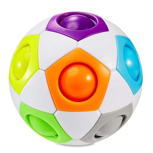 CUBIDI Bola balón de fútbol, Juego de Habilidad, Rompecabezas Niños, Rompecabezas 3D, Cubo Magico, Regalo de cumpleaños para Niños Arcoíris Pequeño, Bola Rubik