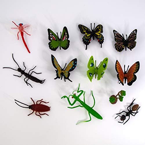Cubitube - Insectos de Deluxebase. Colección de 12 Piezas de Figuras pequeñas de Insectos y Accesorios. Tubo de Almacenamiento de plástico Reutilizable de Mini réplicas de bichos del jardín