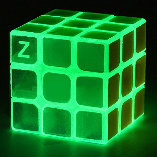 Cubo de velocidad fluorescente 3x3 que brilla en la oscuridad, cubo de velocidad mágico 3-D Brain Teasers rompecabezas IQ para niños y adultos (3x3 verde fluorescente