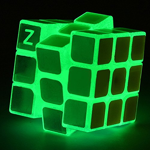 Cubo de velocidad fluorescente 3x3 que brilla en la oscuridad, cubo de velocidad mágico 3-D Brain Teasers rompecabezas IQ para niños y adultos (3x3 verde fluorescente
