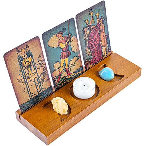 Curawood Tarot Tarot Soporte para tarjetas – Muestra tus tarjetas de afirmación diaria – Tarot Tarot – Accesorios para tarot – Tarot Board Altar Stand – Pagan & Wiccan Altar Suministros – Witchy Decor