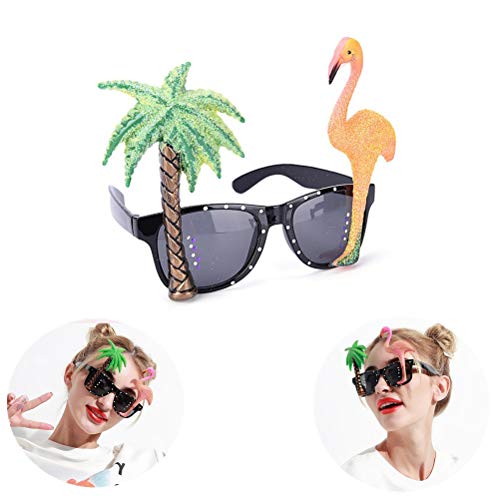 Czemo 6 Pares Gafas de Sol de Fiesta Hawaianas Tropicales Gafas en Forma de Piña Flamenco Gafas Decorativas para Niños y Adultos