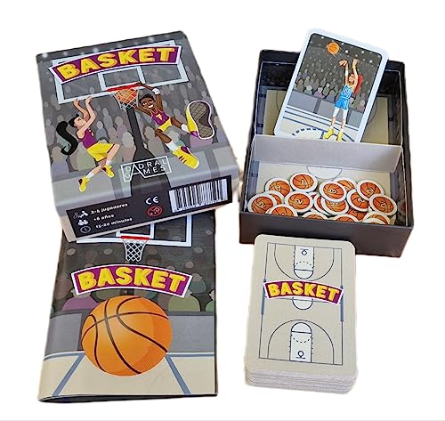 Dadral Games - Juego de Cartas Basket | para Toda la Familia| Adultos y Niños Desde 6 Años | De 2 a 4 Jugadores | Multilingüe, Multicolor, Cartón
