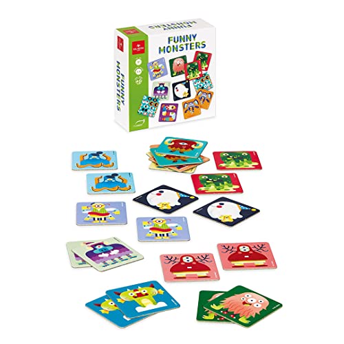 Dal Funny Monsters - Juego de Cartas de Memoria ecológica para niños de 3 a 4 Jugadores