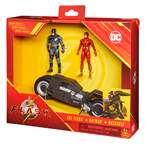 dc comics 4in Batcycle w 2 Figs I, Large (Spin Master 6066861)