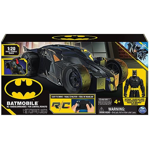 DC Comics Spin Master, Batman Batmobile con Control Remoto, fácil de Conducir, Compatible con Figuras de Batman, Juguetes para niños y niñas