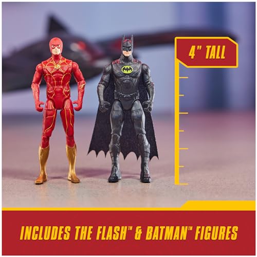 DC Comics, The Flash Ultimate Batwing Set The Flash y Batman figuras de acción, juego de 4 pulgadas para niños y niñas de 3 años en adelante