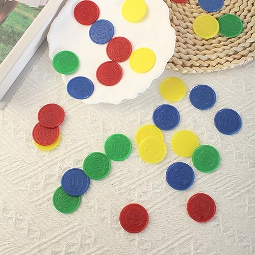 DDKY 128 Fichas de Póquer de Plástico de 5 Colores para Juego de Póquer, Juego de Bingo, Juego de Contar Cartas de Matemáticas