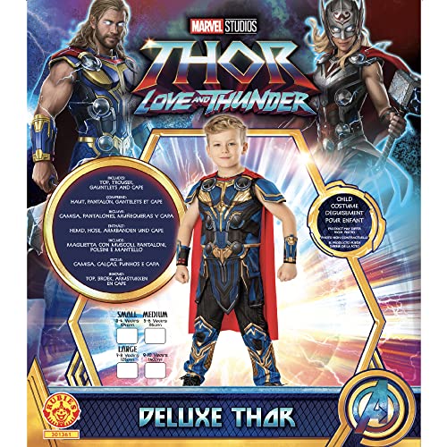 De Rubie Rubies Disfraz oficial de Marvel Thor Love and Thunder Thor Deluxe para niños de 3 a 4 años