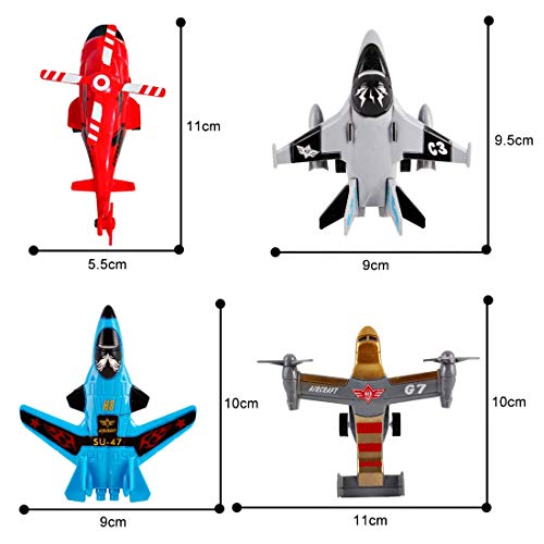 deAO Conjunto Aéreo de Juguete a Fricción 12 Figuras Coleccionables a Pequeña Escala Surtido de Aviones y Helicópteros Incluidos