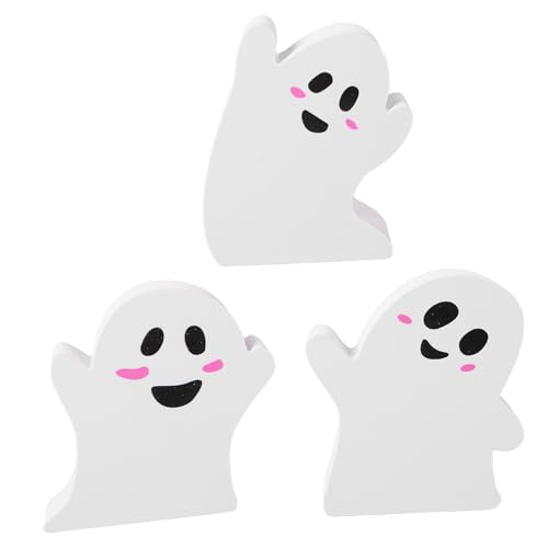 Decoración de Bandeja de Mesa Fantasma, Letrero de Mesa Fantasma Compacto de Halloween Blanco de 3 Piezas Encantador y Elegante para el Hogar