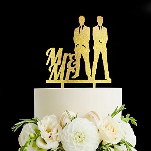 Decoración para tartas con silueta del mismo sexo, decoración de aniversario para hombres, silueta para parejas, novios y novios, perfecta para decoración de fiesta de pareja gay