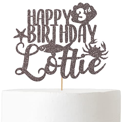 Decoración personalizada para pastel de cumpleaños de Cakeshop | Color personalizado para cualquier nombre y cualquier edad debajo del mar Decoración para pastel para 1º 2º 3º 4º 5º 6º 7º 8º 9º 10º