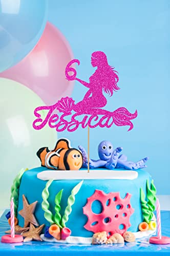 Decoración personalizada para pastel de cumpleaños de Cakeshop | Color personalizado para cualquier nombre y cualquier edad Decoración de pastel de sirena para 1º 2º 3º 4º 5º 6º 7º 8º 9º 10º 16º 18º