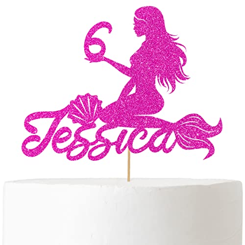 Decoración personalizada para pastel de cumpleaños de Cakeshop | Color personalizado para cualquier nombre y cualquier edad Decoración de pastel de sirena para 1º 2º 3º 4º 5º 6º 7º 8º 9º 10º 16º 18º