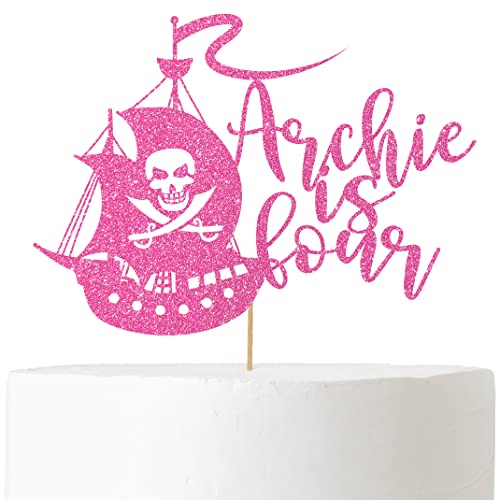Decoración personalizada para pastel de cumpleaños de Cakeshop | Color personalizado para cualquier nombre y cualquier edad para decoración de pastel de barco pirata para el 1º 2º 3º 4º 5º 6º 7º 8º