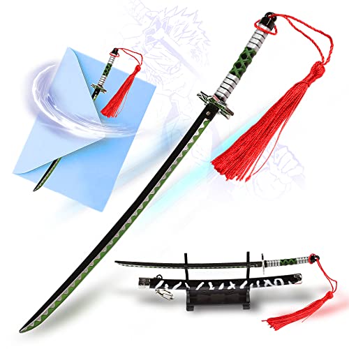Demon Slayer – Shinazugawa Sanemi Abridor de letras espada con funda y soporte de 23 cm Samurai Espada Demon Slayer Katana llavero regalo de anime