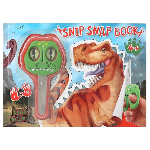 Depesche 12133 Dino World SNIP Snap Book-Libro de Manualidades con Motivos de Dinosaurios, Cuaderno con Ejercicios de Corte, Incluye Tijeras para niños a Partir de 4 años