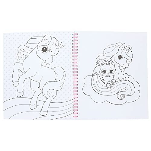 Depesche 12492 Ylvi-Libro para Colorear con 40 páginas para Crear diseños de Unicornios, Hojas de Pegatinas y Adornos de Lentejuelas, Multicolor