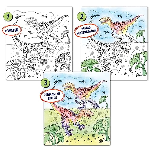 Depesche 12578 Dino World Watercolour Book-Libro para Colorear con Pincel y 15 Motivos de Caballos para Pintar con Agua